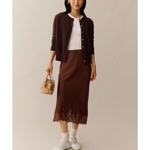 $177 New few Moda X you Avery  satin lace brown skirt size L
